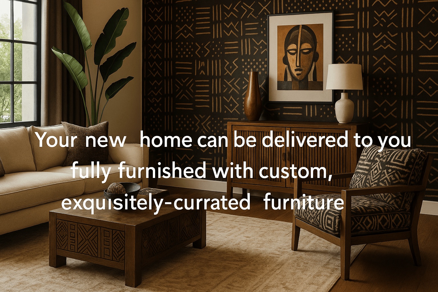 Home furnished with Custom, exquisitely-currated furniture