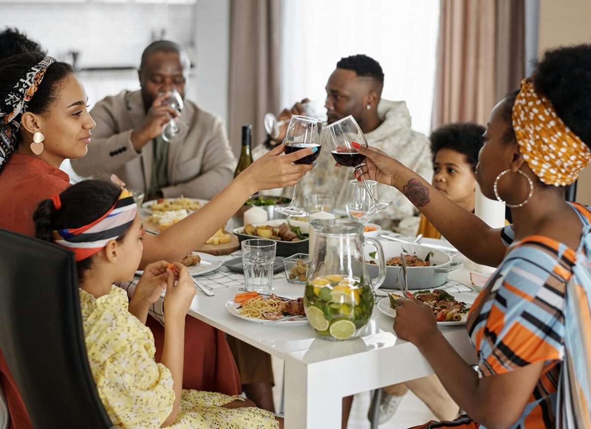 Family eating at the dining table